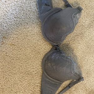 soft grey bra with lace accents